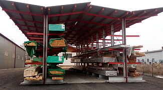 Cantilever racking systems with roof